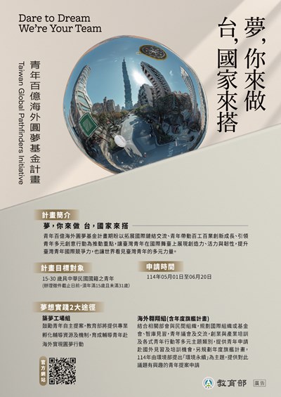 教育部青年百億海外圓夢基金計畫海報